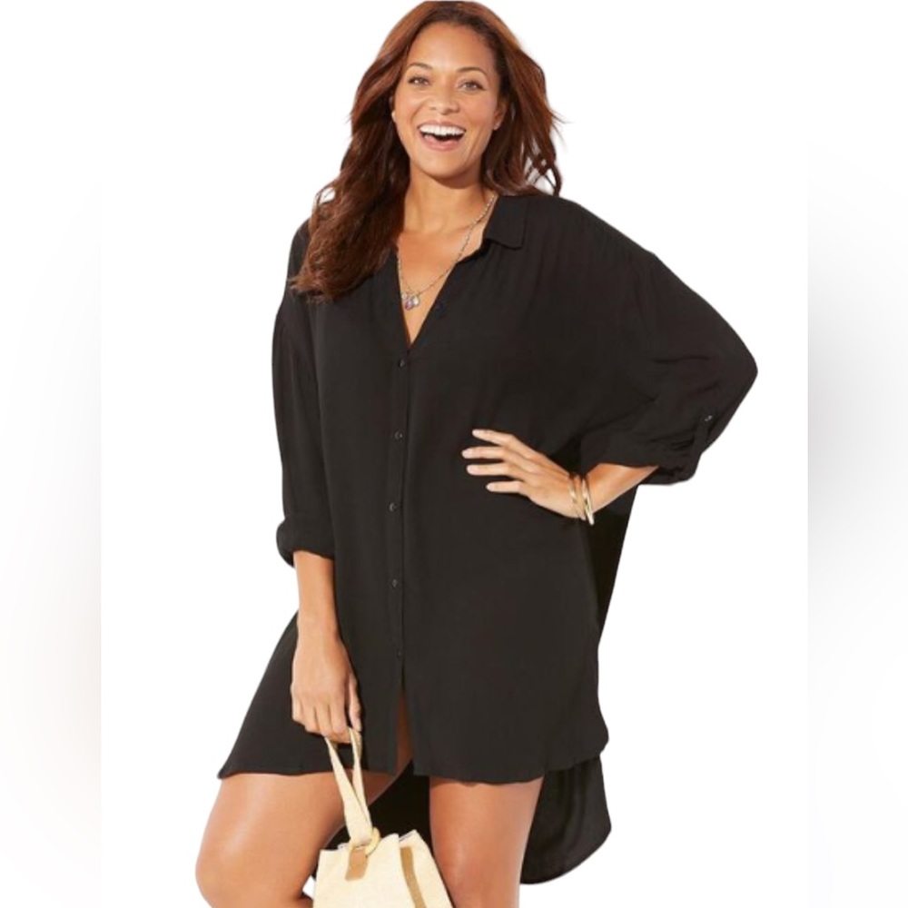 Swimsuits For All High-low sheer button front coverup Size 18 / 20 NEW - Picture 4 of 8